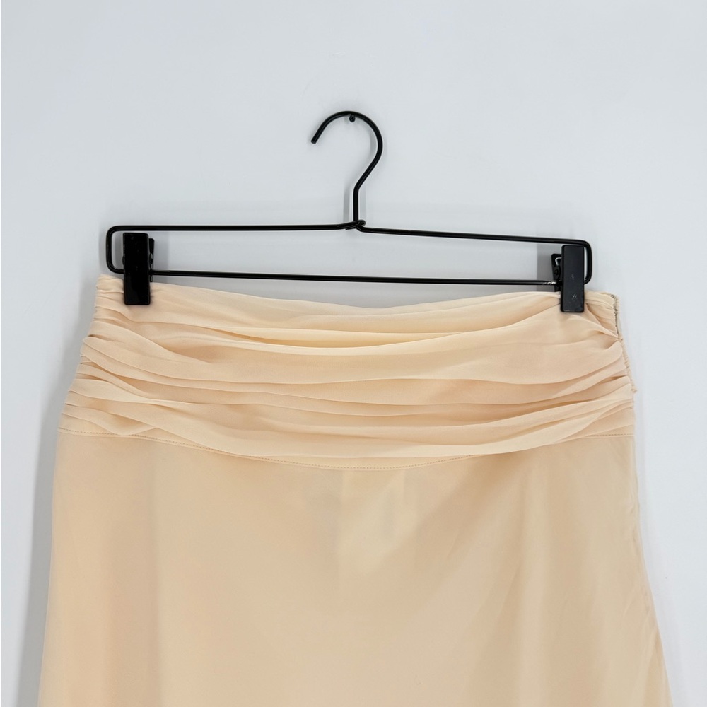 Guizio Eda Ruched Chiffon Flowy Midi Skirt In Cream
